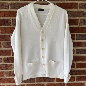 Vintage 60s 70s Cardigan Sears The‎ Put On Shop Sz 20 Off White Preppy Scholar